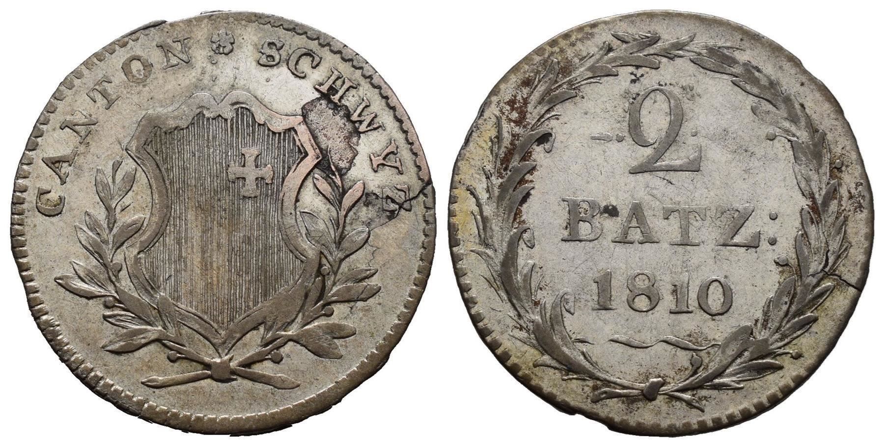 Tutti le monete: Schwyz 2 Batzen 1810  /3057 – Usato da Trimbach venduto da Solothurn1