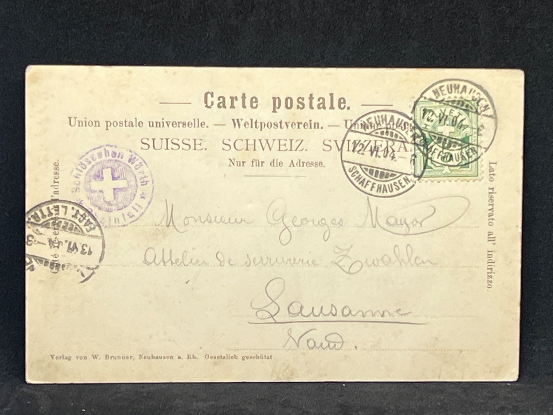 Cartoline postali: Ansichtskarte: Ein Ausflug nach dem Rheinfall – Usato da Widnau venduto da Brusi9 1