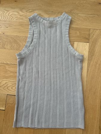 H&M Rippstrick Top beige/grau Grösse XS 