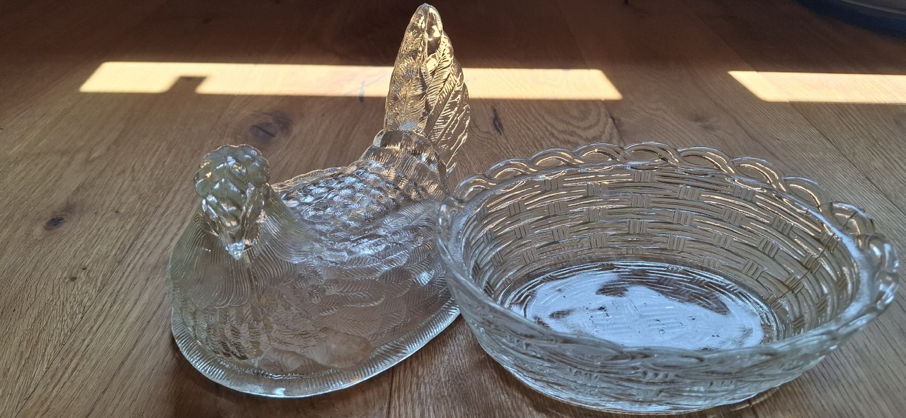 Ciotole: Glas Hühner und Nest Schale 20cm Durchmesser – Usato da Mellingen venduto da lathei 1
