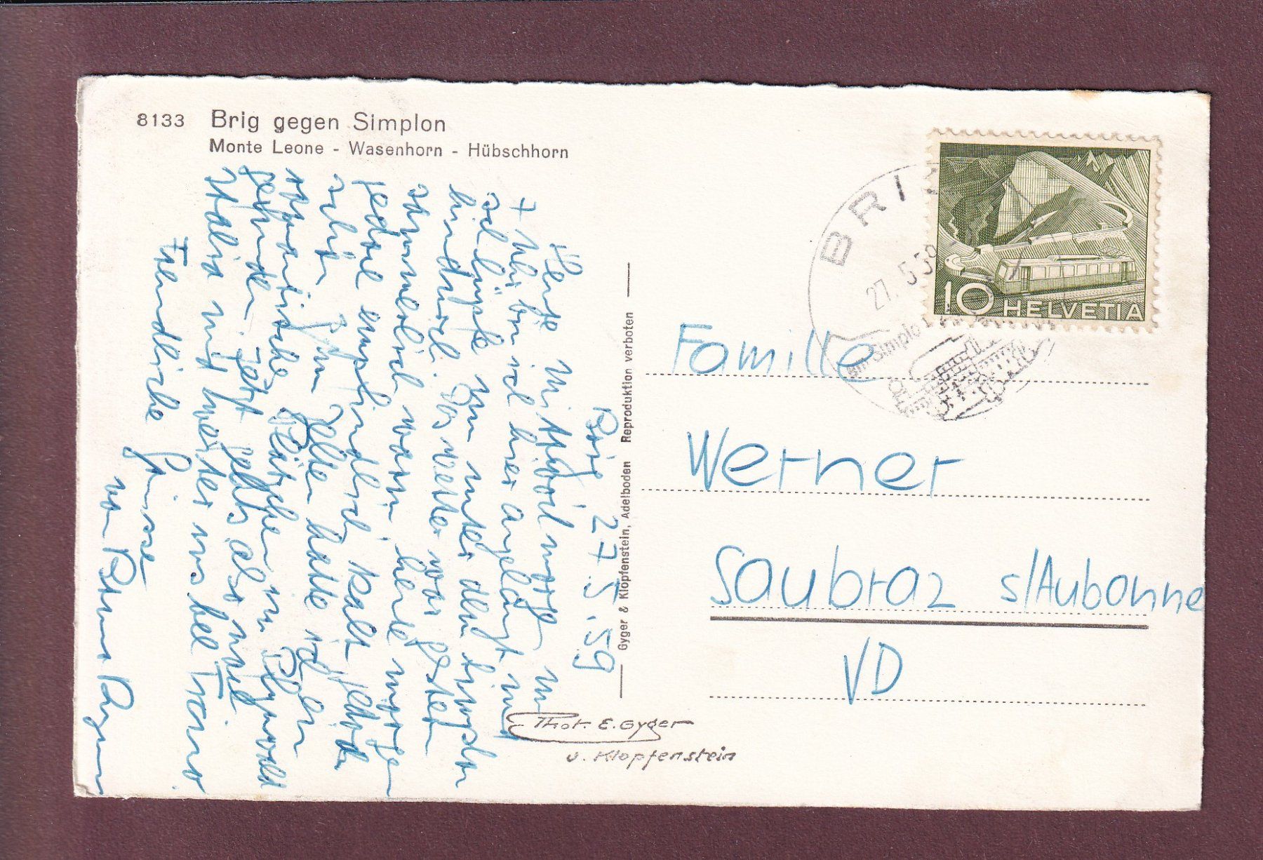 Cartoline postali: BRIG gegen Simplon - Bahnhof – Usato da Pully venduto da nicecards 1