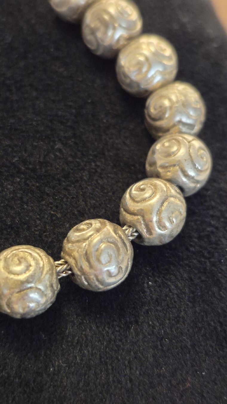 Catenine: Silberfarbige Gebets/Sorgenkette mit Kugeln, – Usato da Schiers venduto da Carmela8 1