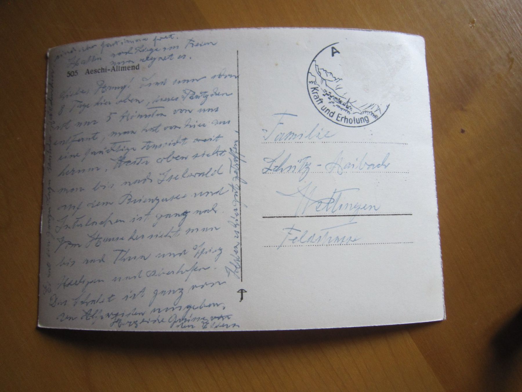 Cartoline postali: Antika Postkarte AESCHI Allmend – Usato da Gordola venduto da Polentaefung 1