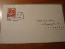 Juventute-Brief 1934, toller SBB-Stempel Oberriet