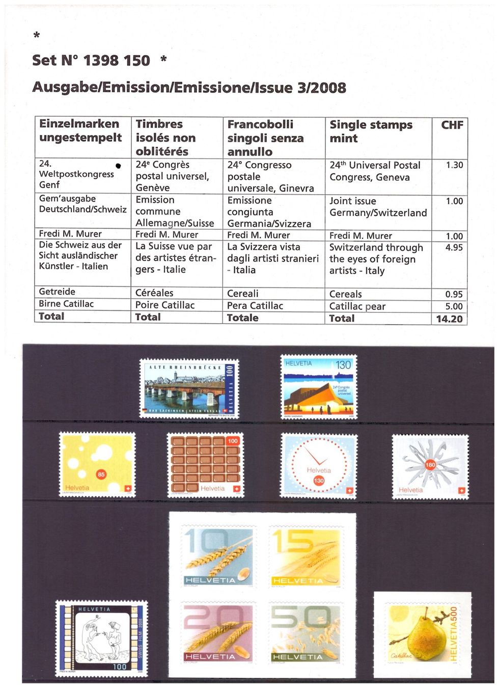Alle Briefmarken: CH Briefmarken Ausgaben 2008 – Neu und originalverpackt aus Chur von marcbruni 2