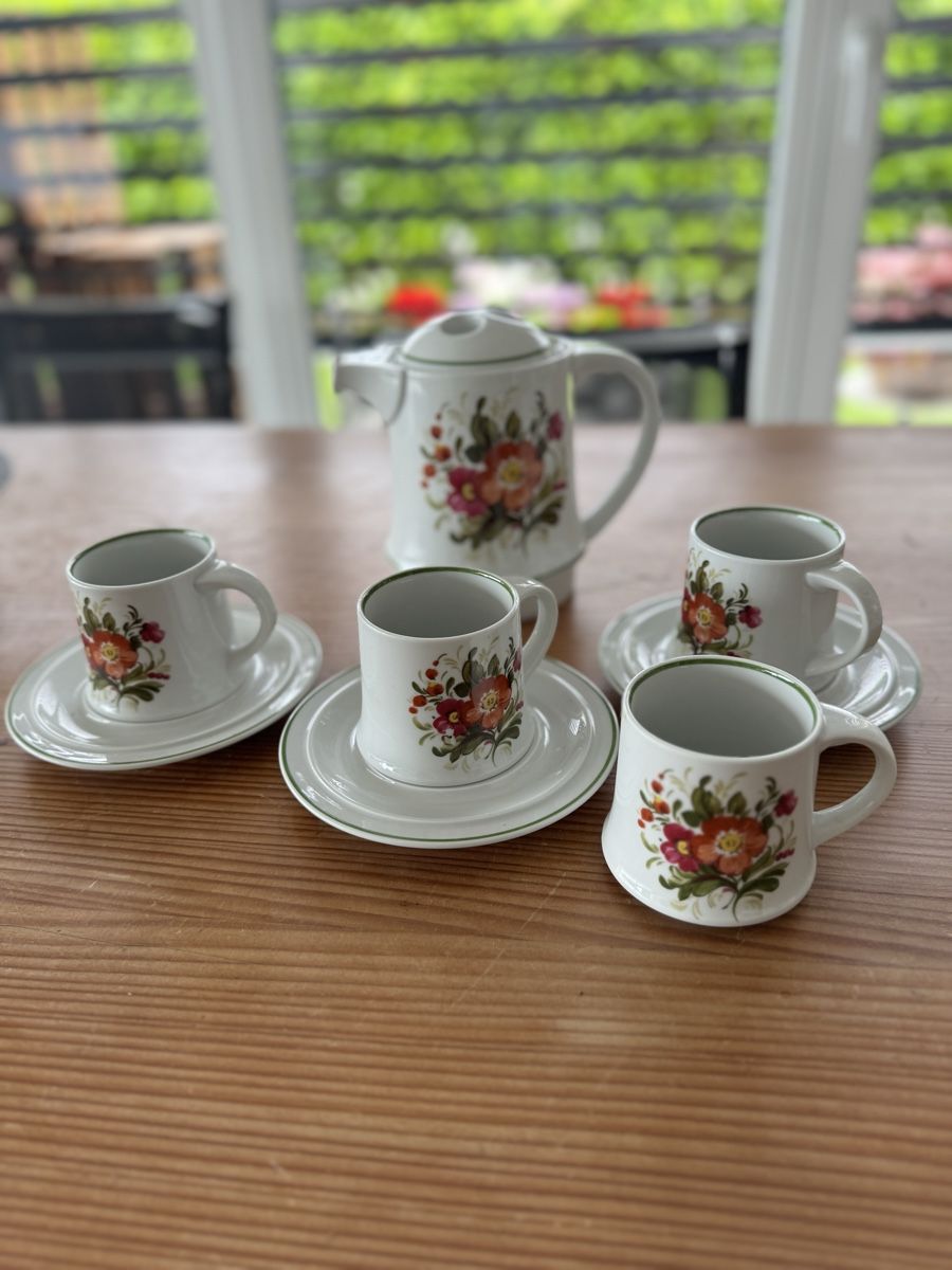 Set di piatti: Retro Kaffeegeschirr mit Blumenmuster , Langenthal  – Usato da Lanzenhäusern venduto da Galaa