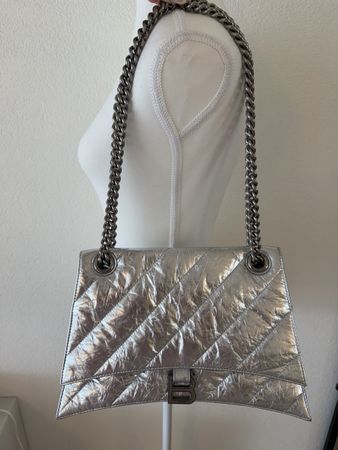 Balenciaga Hourglass Chain Bag Metallic Silver