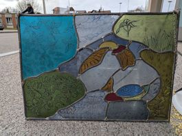 Bleiglasfenster, Fensterbild, Glasbild signiert