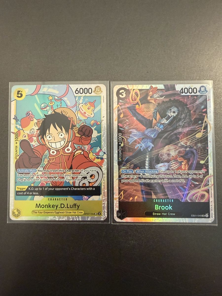 Bandai Carte collezionabili: One Piece Monkey D.Luffy OP07-109 & Brook EB01-046 – Usato da Schöftland venduto da 160grams