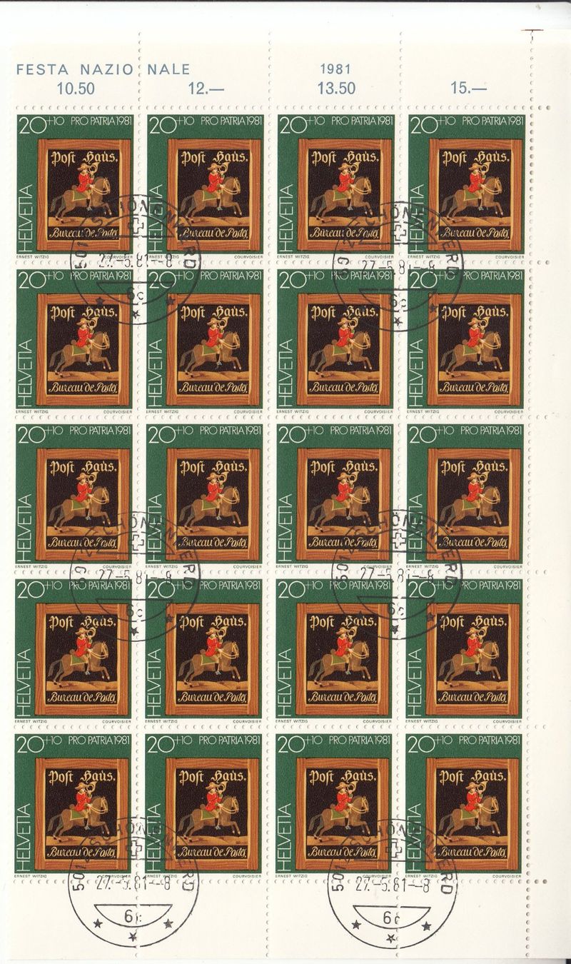 Tous les timbres: SBK B190 - B193 Teilbogen mit ET Schönenwerd – D'occasion à Bürglen TG par StampGraf 1
