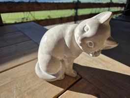 schwerer Stein Katze 21 cm Figur Skulptur Büsi