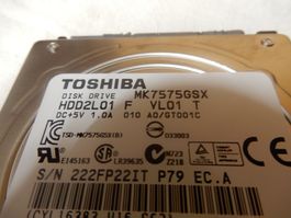 Toshiba MK7575GSX 750GB HDD Festplatte - Geprüft!