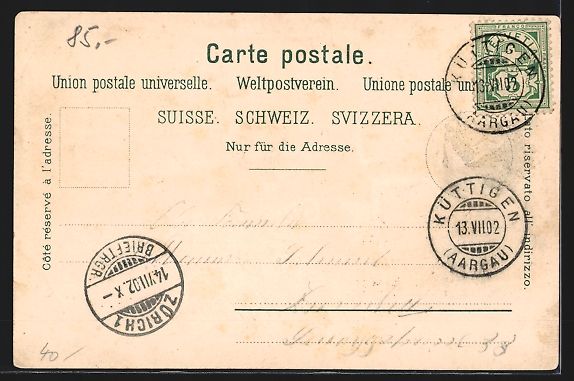 Ansichtskarten: Litho Aarau, Ortsansicht mit Kaserne und – Gebraucht aus Berlin von bartko-reher 1