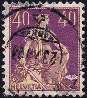 1908, Helvetia mit Schwert Nr. 107, sauberer Rundstempel.