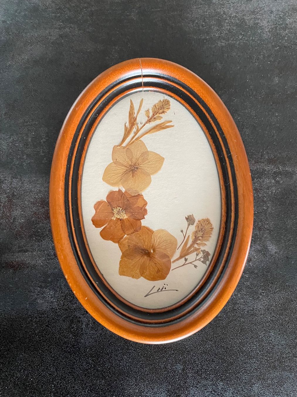 Tableaux: Anciens Tableaux Ovales Collage Fleurs Séchées – D'occasion à Vallamand par Bricbracbroc82 4