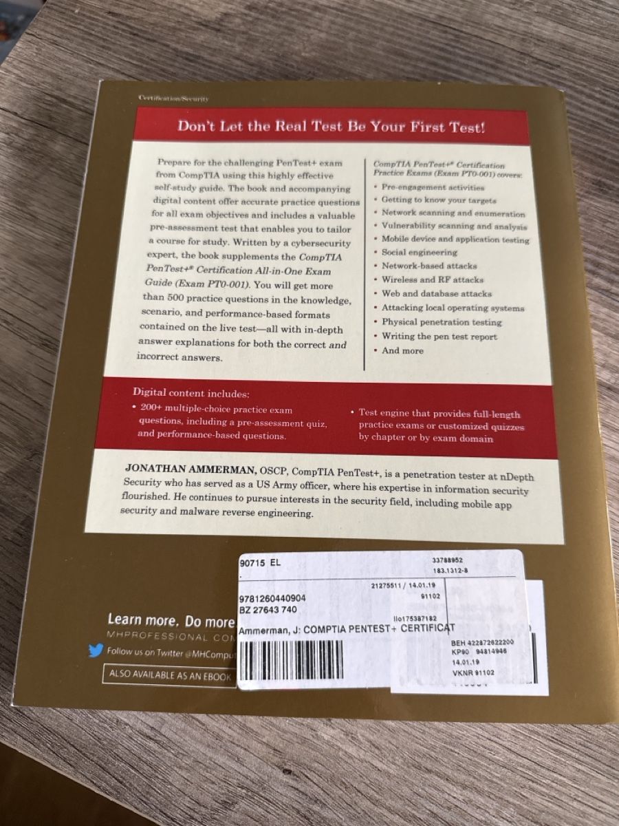 Libri: CompTIA PenTest+, Certification: Practice Exams PT0-001 – Nuovo e nell'imballaggio originale da Root D4 venduto da dm96 2