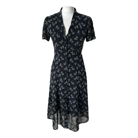 Robe longue The Kooples marine foncé a fleur noir