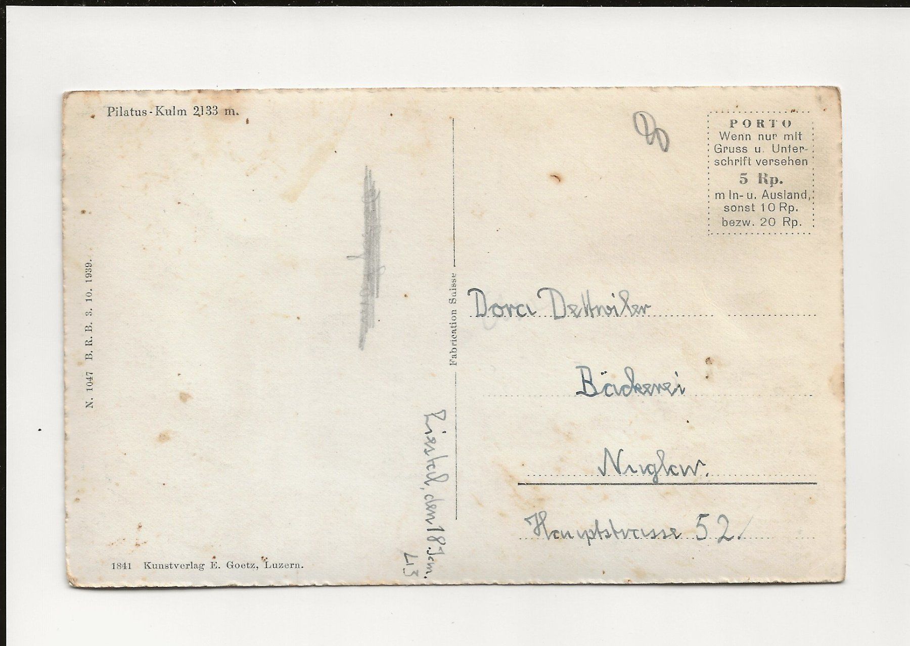 Cartoline postali: AK 1943  Pilatus Kulm 2133 m – Usato da Greifensee venduto da 315WDO 1