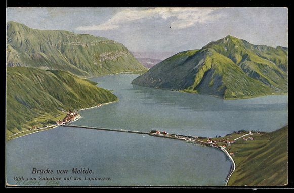 Cartoline postali: Melide, Brücke, Blick vom Salvatore auf – Usato da Berlin venduto da bartko-reher