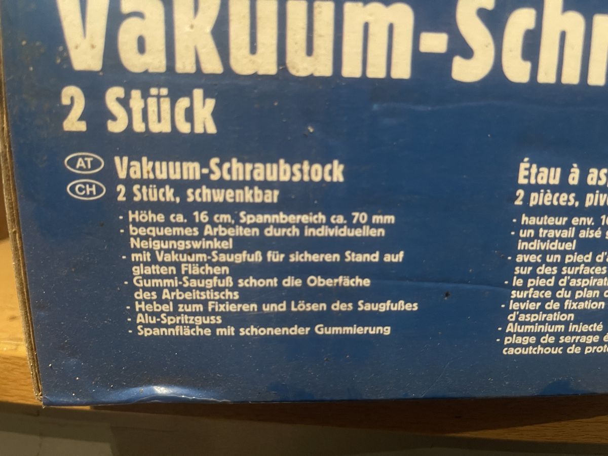 Tutti gli attrezzi: Vakuum-Schraubstock 2 Stk. – Nuovo e nell'imballaggio originale da Adligenswil venduto da th.hi 2