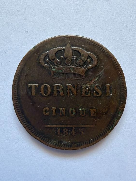 Toutes les monnaies: 5 Tornesi 1845 – D'occasion à Genève par cor_2ryx