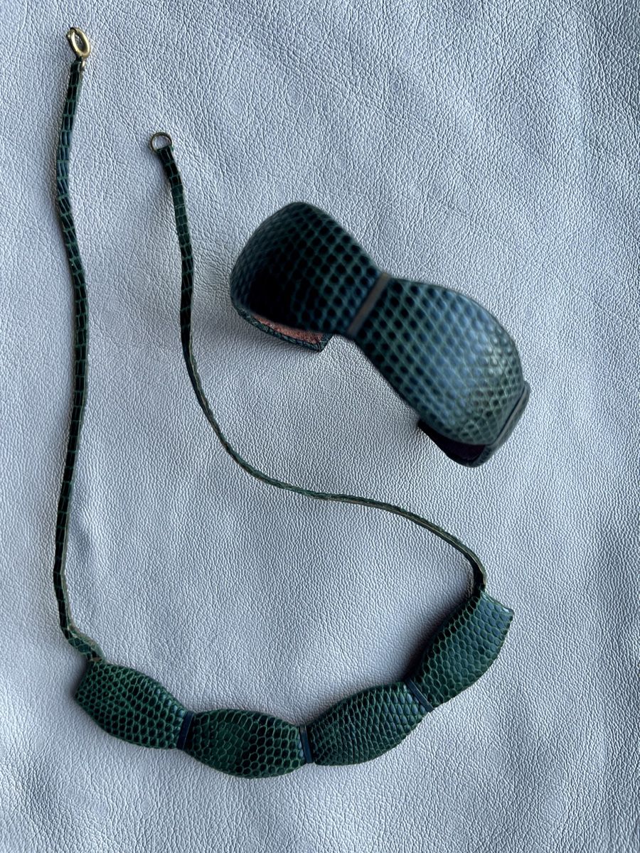 Sonstiger Schmuck: 🐍Schlangenleder oder Eidechsenleder Kette & Armreif grün – Gebraucht aus St. Gallen von reg_f8h8