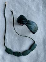 🐍Schlangenleder oder Eidechsenleder Kette & Armreif grün