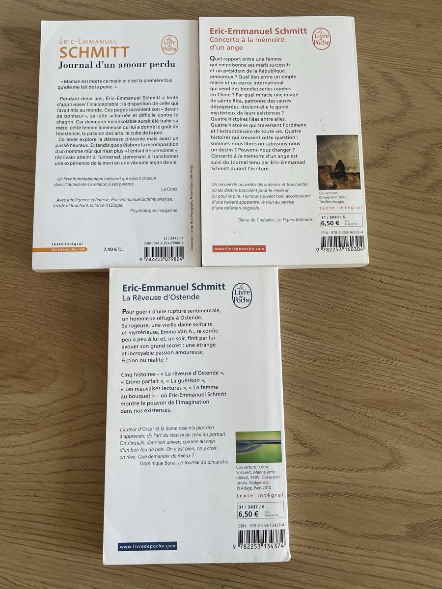 Libri: 3 livres de Éric-Emmanuel Schmitt – Usato da La Chaux-de-Fonds venduto da jda_j6w6 1