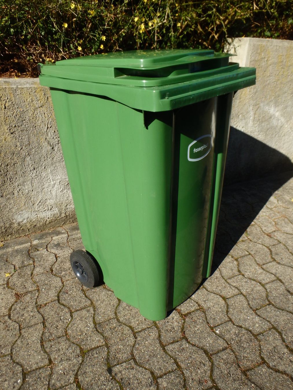 Banconi: Faserplast Grün Abfallcontainer/Mülltonne mit Rädern! – Usato da Schöfflisdorf venduto da pullux 2