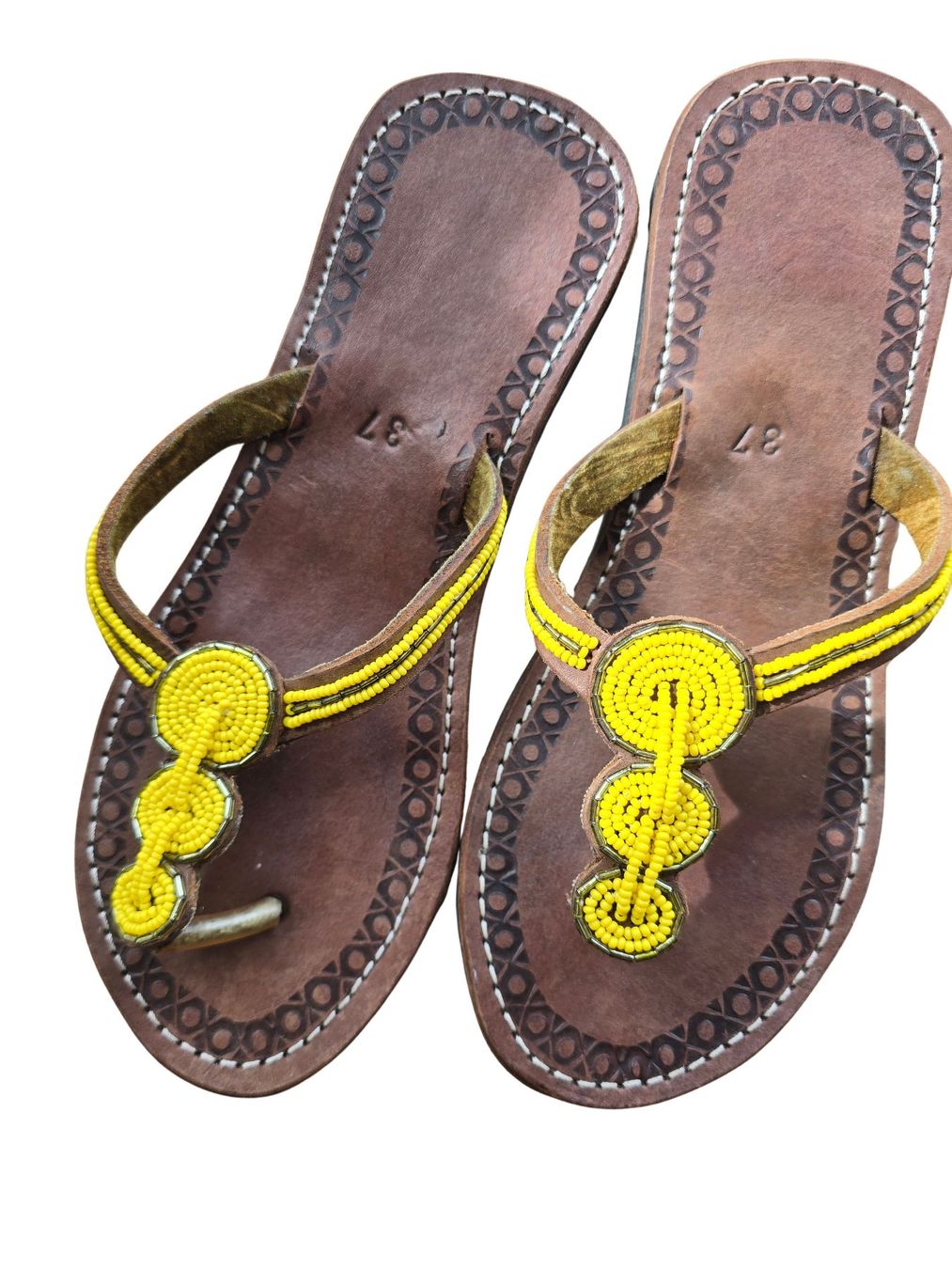 Scarpe da donna: Handgemachte Leder-Sandalen - Gelb 37 – Nuovo e nell'imballaggio originale da Brione s. Minusio venduto da Littleninja