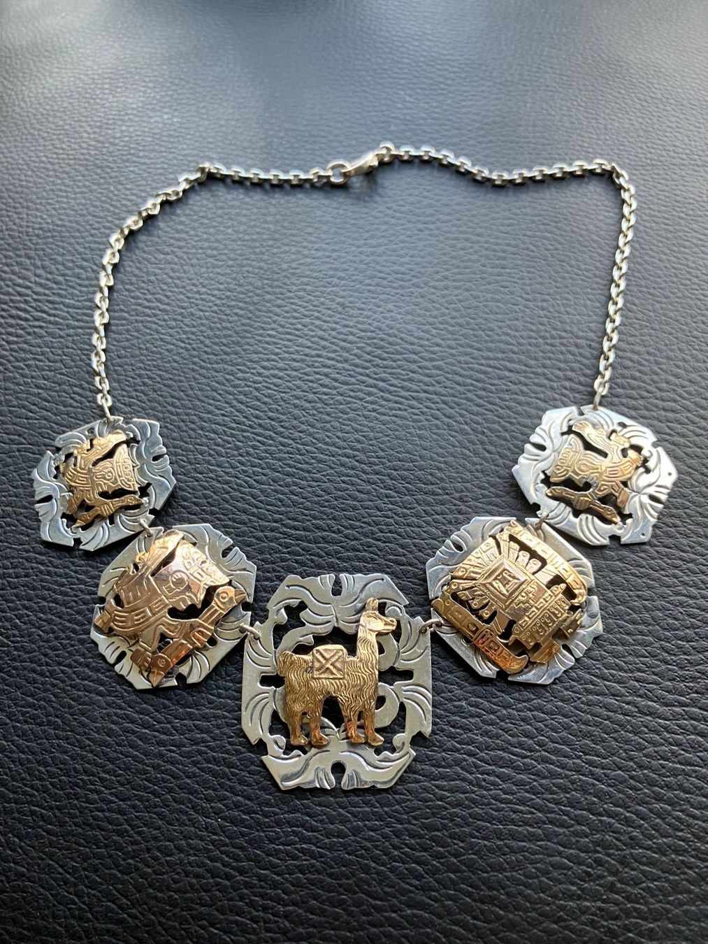 Ketten: Collier Aztec Cuzco Pérou, argent  925 et or, i – Gebraucht aus Peseux von CharmeCommerce 2