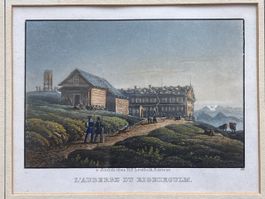 Leuthold "Auberge du Righi" kolor. Aquatinta 1840 Rigi Kulm