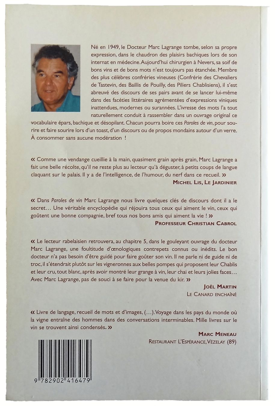 Libri: PAROLES DE VIN "Marc Lagrange" – Usato da Onex venduto da gonsla 1