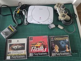 Sony PlayStation 1 Console with 3 Games, Controller PS1