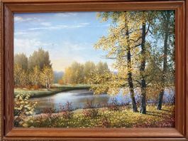 Gemälde Herbstlandschaft "EU 93", Original mit Rahmen