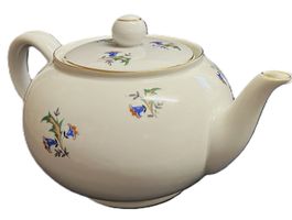 Teekanne Porzellan weiss Langenthal 1952 Dekor Goldrand 1 Lt