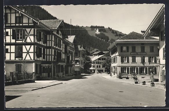 Ansichtskarten: Zweisimmen, Dorfstrasse mit Hotel Simmen – Gebraucht aus Berlin von bartko-reher