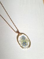 Kette mit blauen Blumen Anhänger Vergissmeinnicht Frühling🪻
