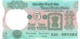 Indien 5 Rupees ND(1975) P-80  AU-UNZ