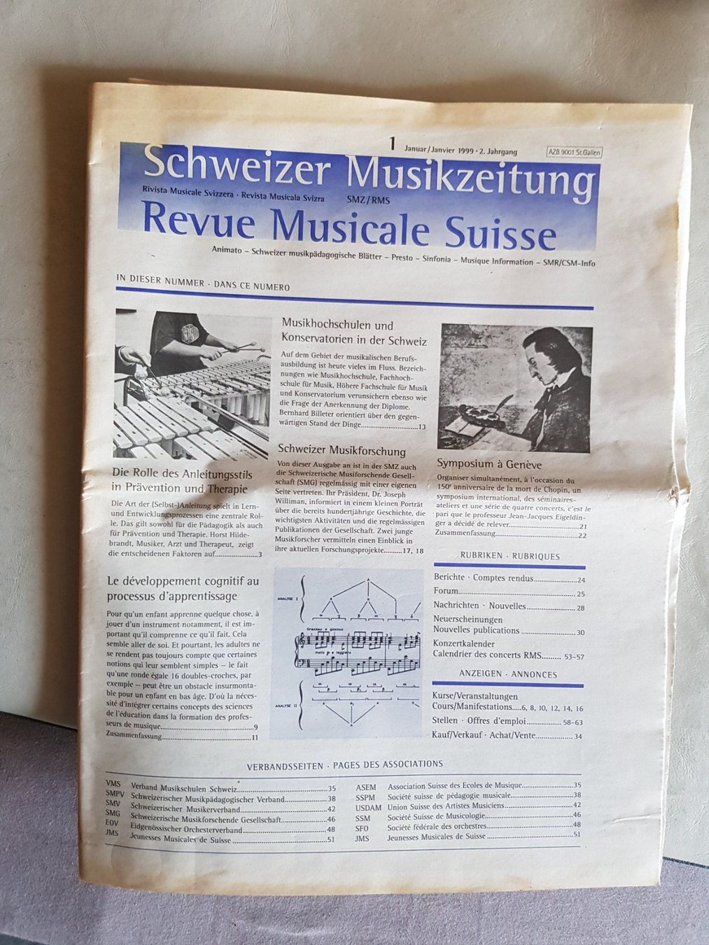 Riviste & Magazine: Schweizer Musikzeitung Januar 1999 – Usato da Walterswil BE venduto da Lonitti