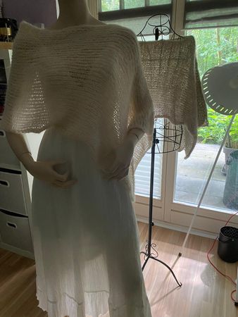Alpaka Seide strick Poncho Cape creme beige soooo weich  neu