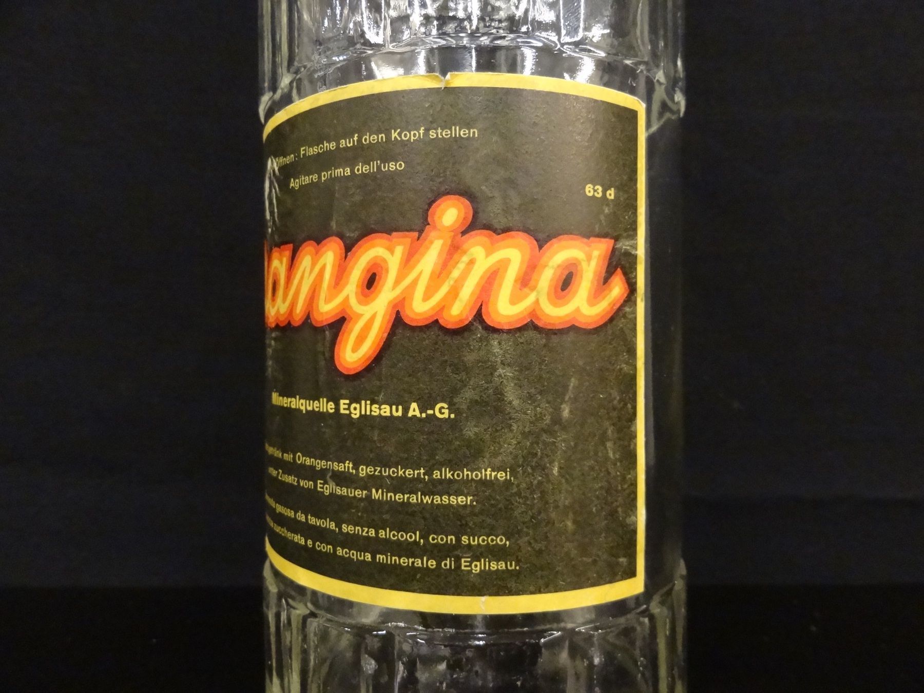 Gläser, Krüge & Flaschen: alte Flasche ORANGINA EGLISAU 1962 – Gebraucht aus Kerzers von Flaschenposten 4