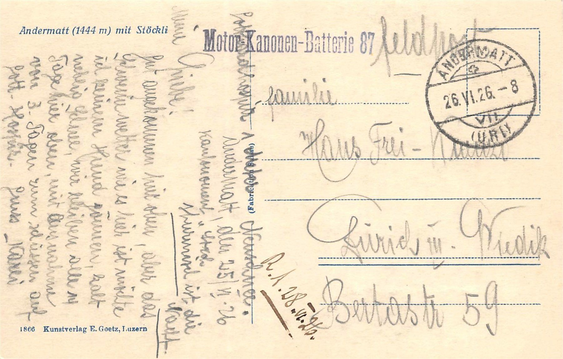 Ansichtskarten: Andermatt, Stöckli – Gebraucht aus Ottikon b.Kemptth. von Neptun1974 1