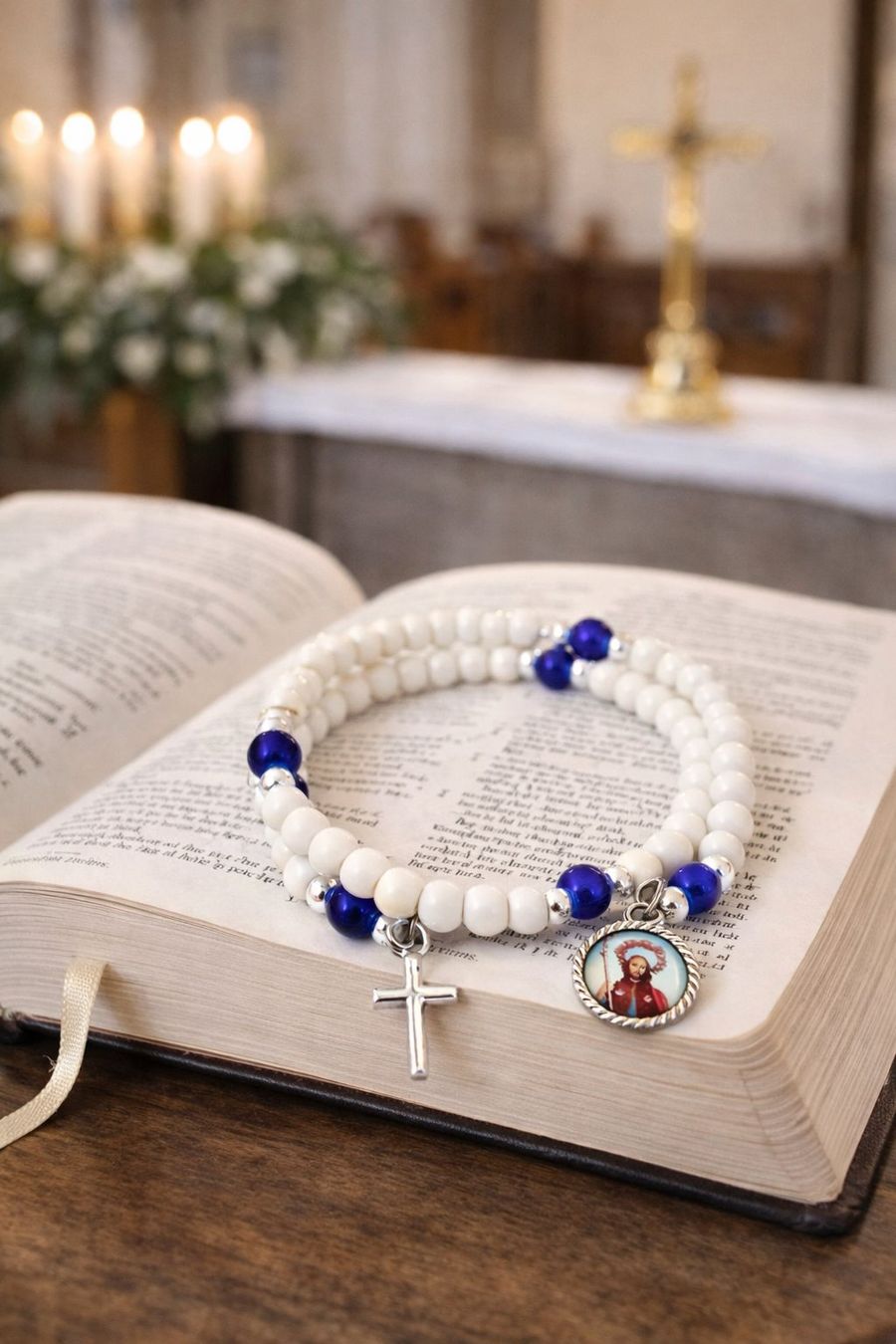Bracciali & Braccialetti: Perlen Armband Kreuz Blau Weiss – Nuovo e nell'imballaggio originale da Fully venduto da VaneaSelection 1