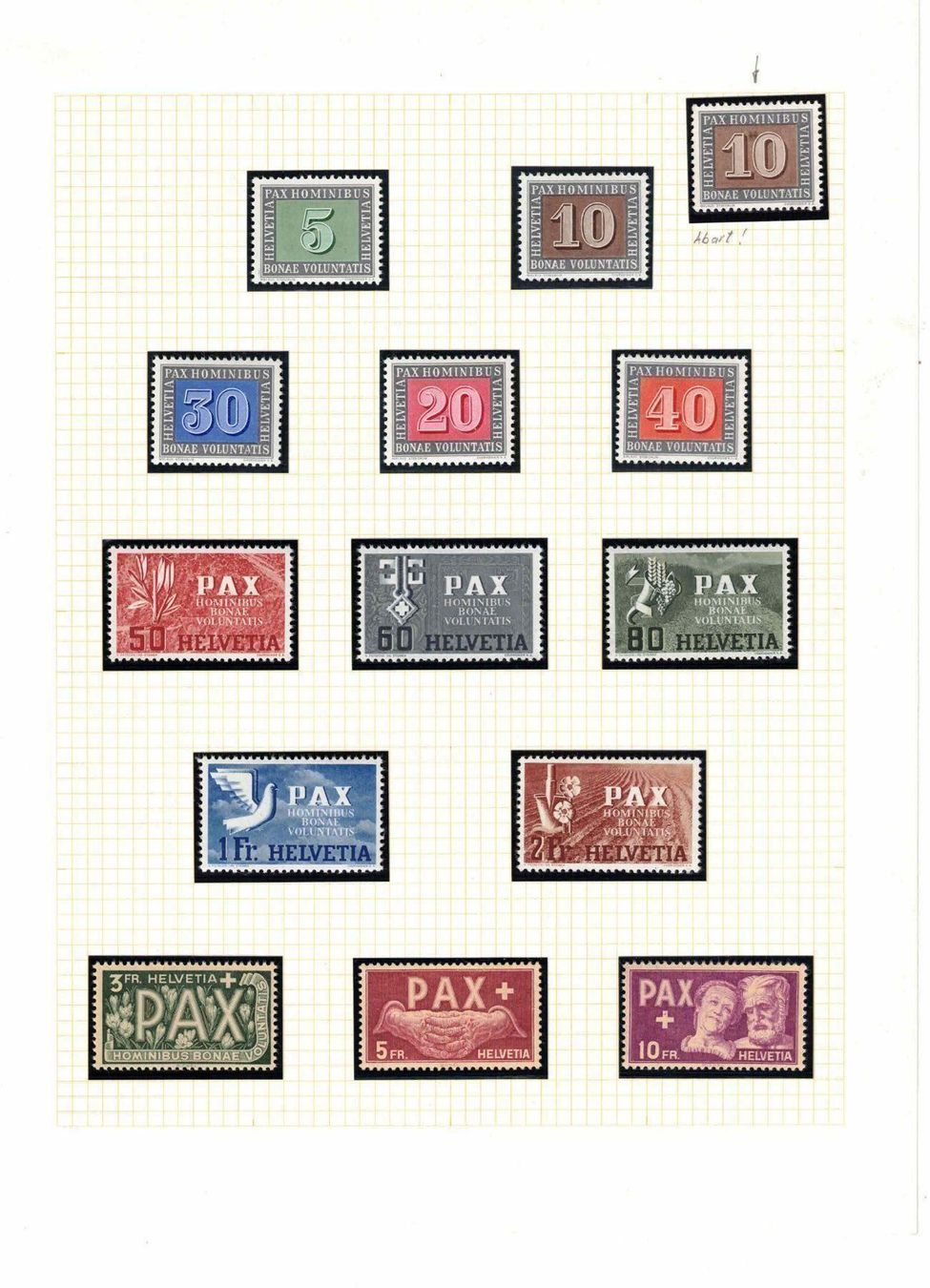 Tous les timbres: Postfrischer** PAX - Satz mit Abart !!! – D'occasion à Bibern SH par Heinibuehrer 1