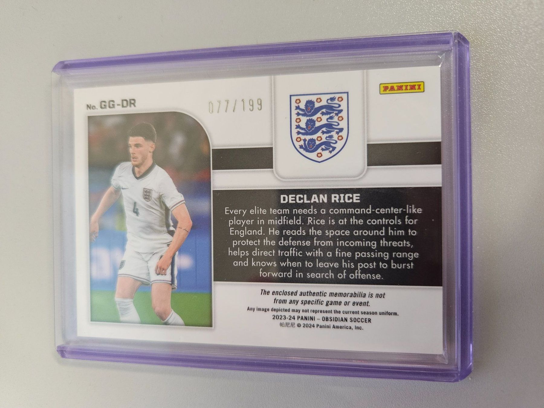 Topps Carte collezionabili: 2023-24 Panini Obsidian Galaxy Gear Patch/199 D.Rice England – Usato da Arth venduto da Web_air1 1