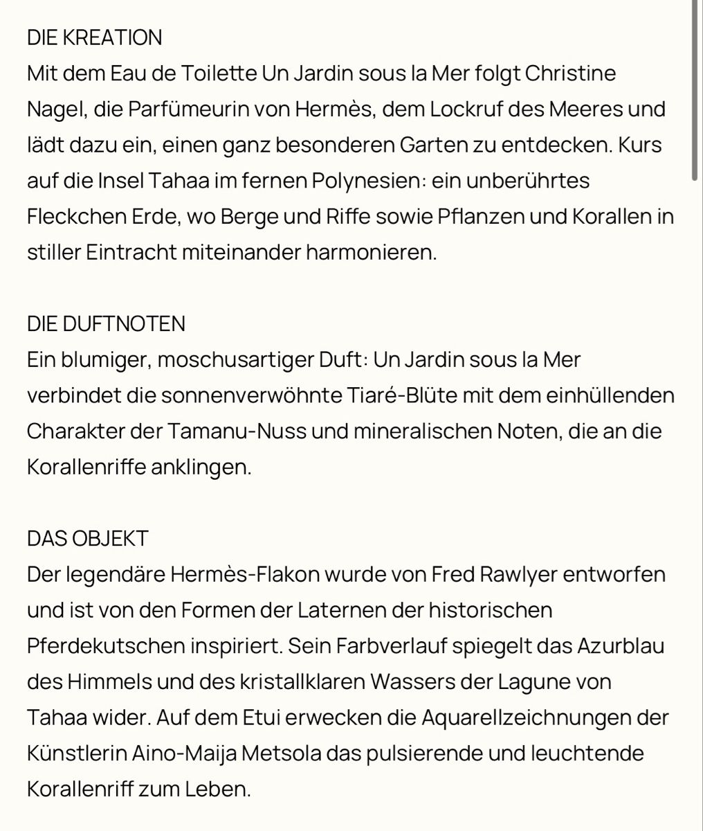 Hermès Profumi & Eau de Toilette: HERMÈS Jardin sous la mer 50ml – Usato da Steffisburg venduto da ThymusVulgaris 3