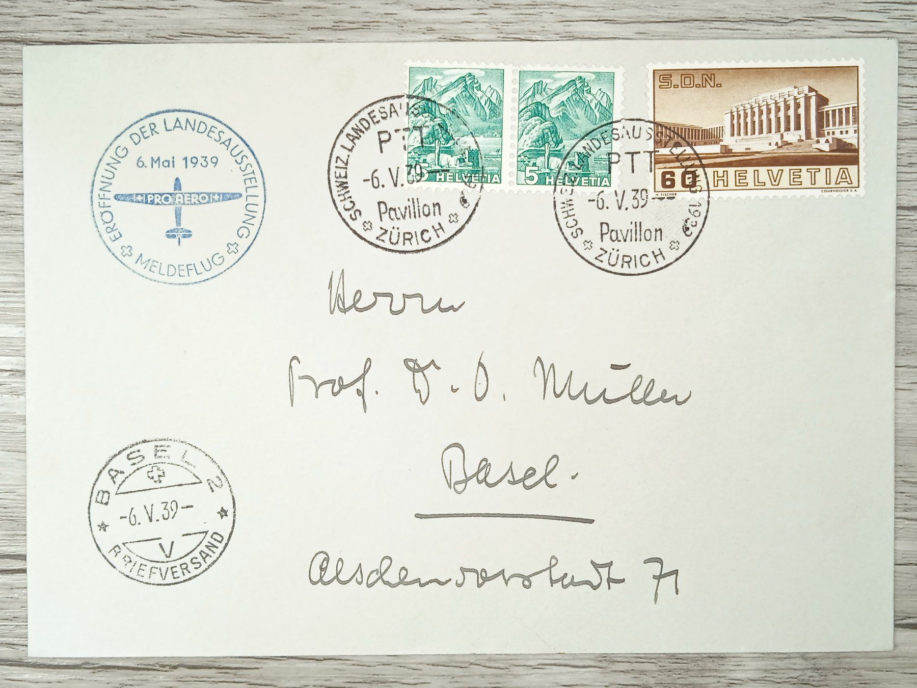 Tutti i francobolli: TR10 Enveloppe + Timbre Suisse 1939 – Usato da Cousset venduto da Patrick_Collections