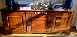 Buffet en bois massif 240x53x91cm vintage