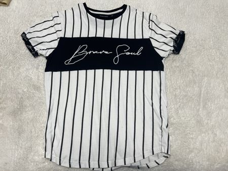 T-shirt Brave Soul London, taille M, rayé noir et blanc